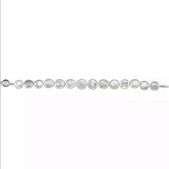 White Coin Pearl Bracelet Sterling Silver Clasp - Picture 2 of 2